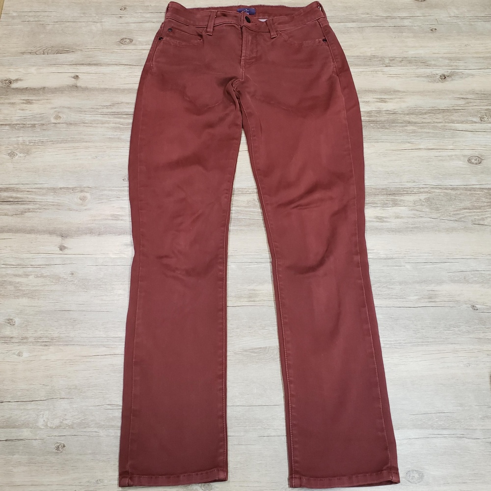 NYDJ Leggings Pants Womens 2 Red Denim Jegging High Rise Lift Tuck Tech Shaping